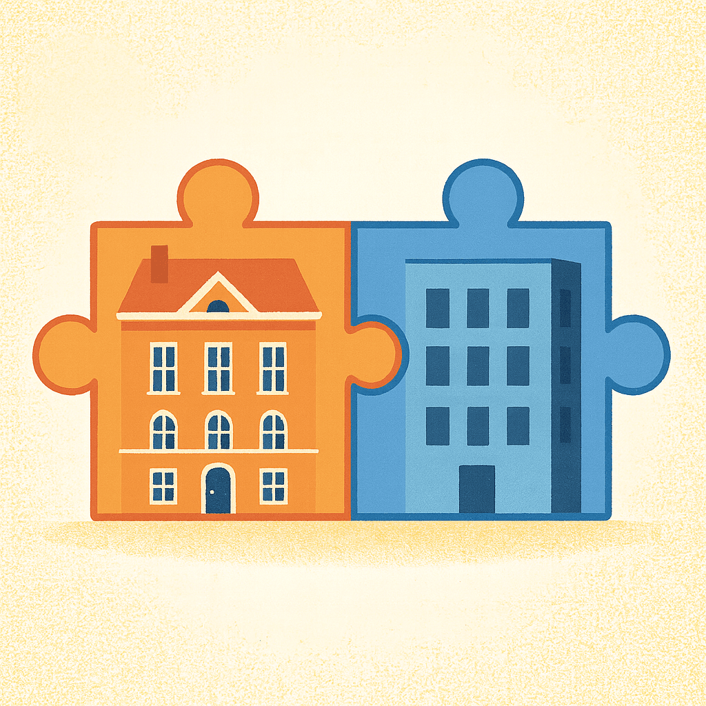 Puzzle pieces showing flat swapping matching system