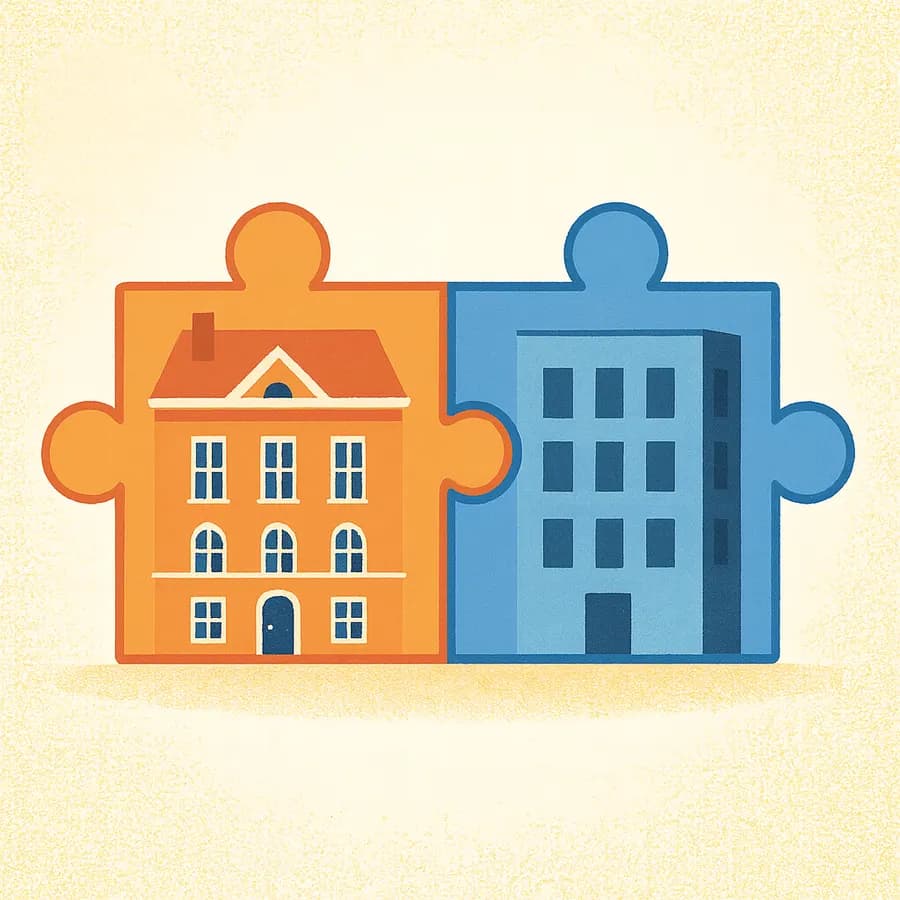 Puzzle pieces showing flat swapping matching system