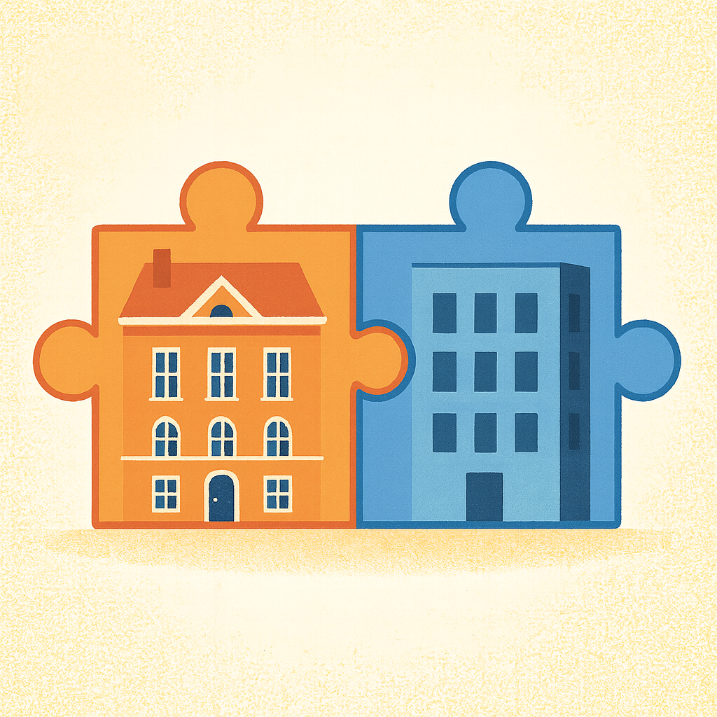 Puzzle pieces showing flat swapping matching system